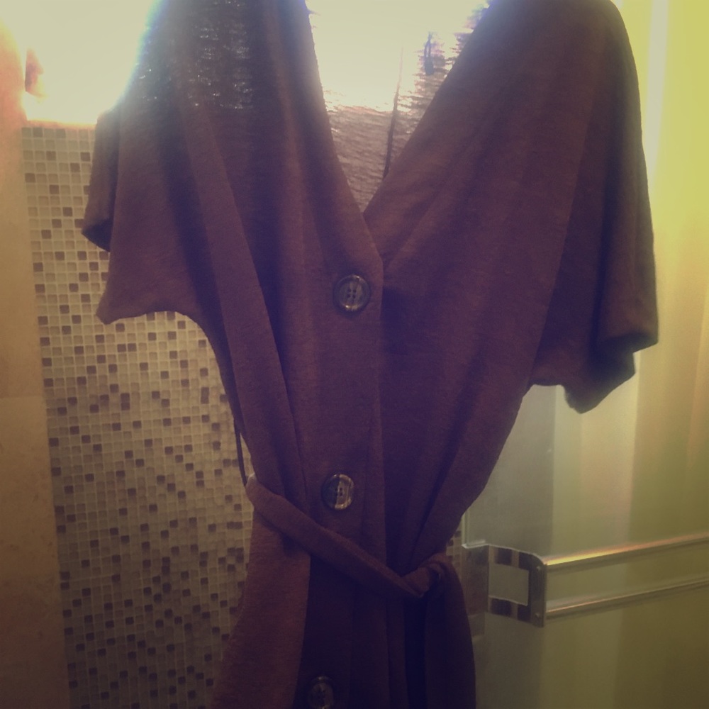 Zara brown tunic button up with sash